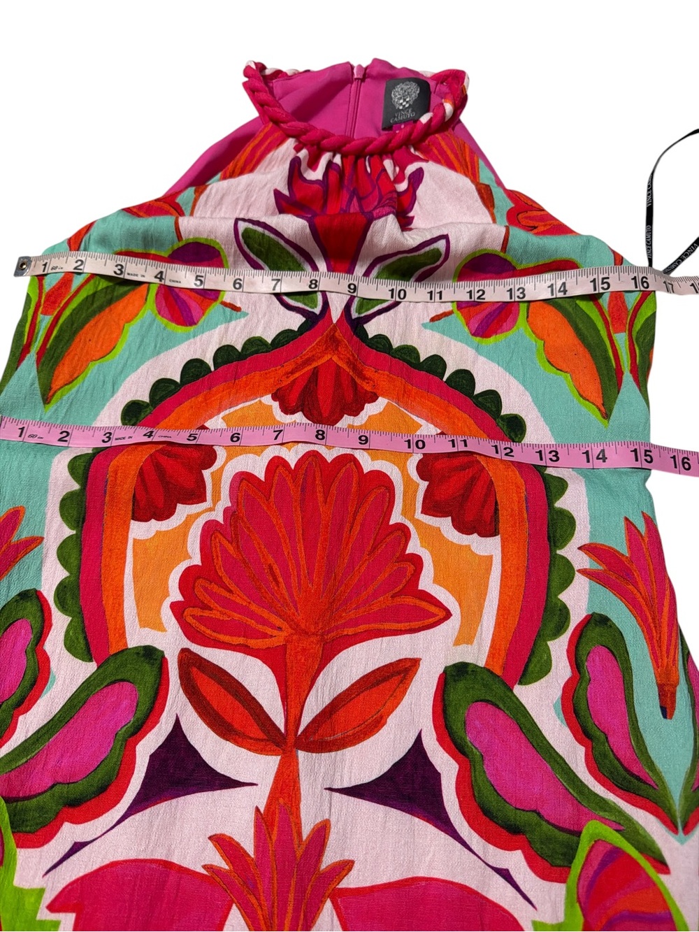 Vince Camuto Sz 0 Day Crepe Midi Dress Halter Boho Print Rope Inspired Belt - Picture 10 of 12